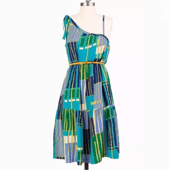 Anthropologie | Dresses | New Tulle Dress Geo Print Green Blue Anthropologie  | Poshmark